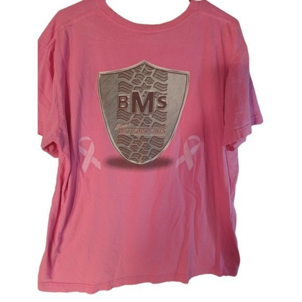 Women's Pink Breast Cancer Awareness Brian's Motorsport‎ T-shirt Size Large